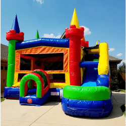 modular modern rainbow inflatable water slide bounce house combo w 1 modular modern rainbow inflatable water slide bounce combo