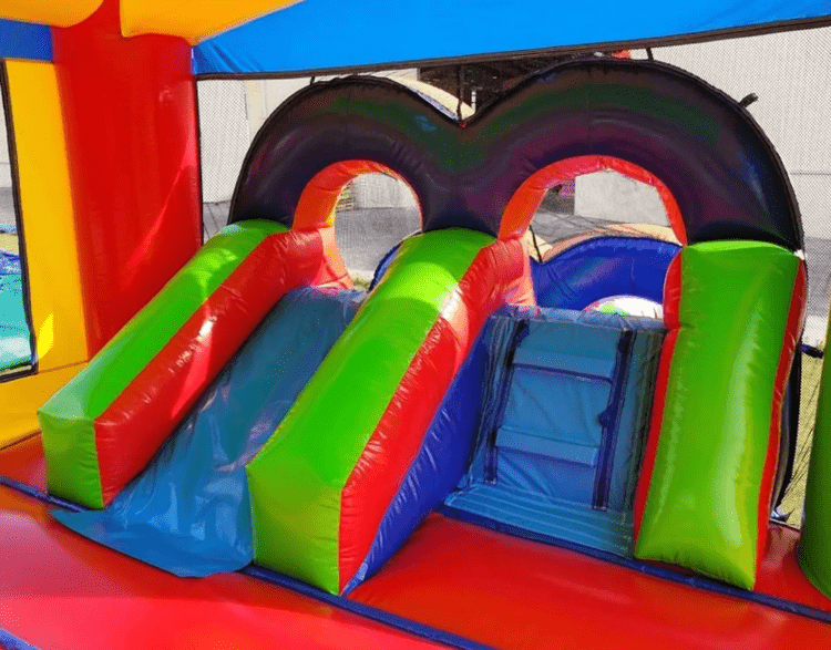 kids modern  rainbow water slide  bounce house combo