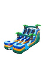 15' Green Tropical Marble Double Bay Slide