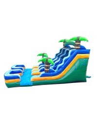 1520Green20Tropical20Marble20Double20Bay20WetDry20Inflata 5 15' Green Tropical Marble Double Bay Slide
